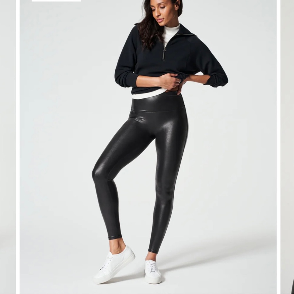 SPANX Faux Leather Leggings In Black Size 1X